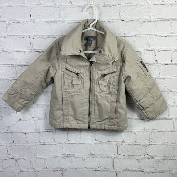 H&M Other - H&M Boys Basic Aviator Jacket Gorpcore Preppy Tan Collared Size 1.5 -2 Years